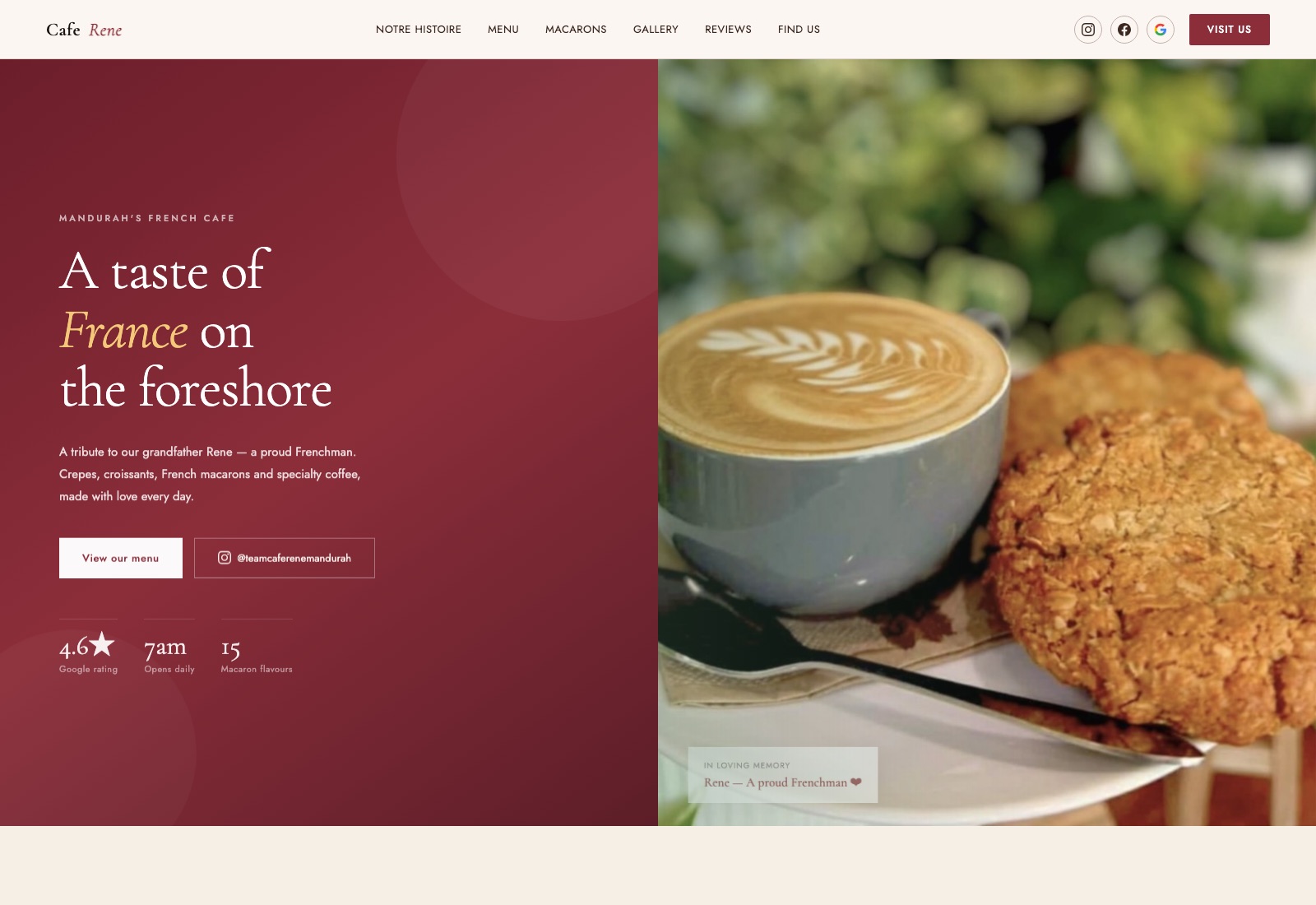 cafe-rene website preview