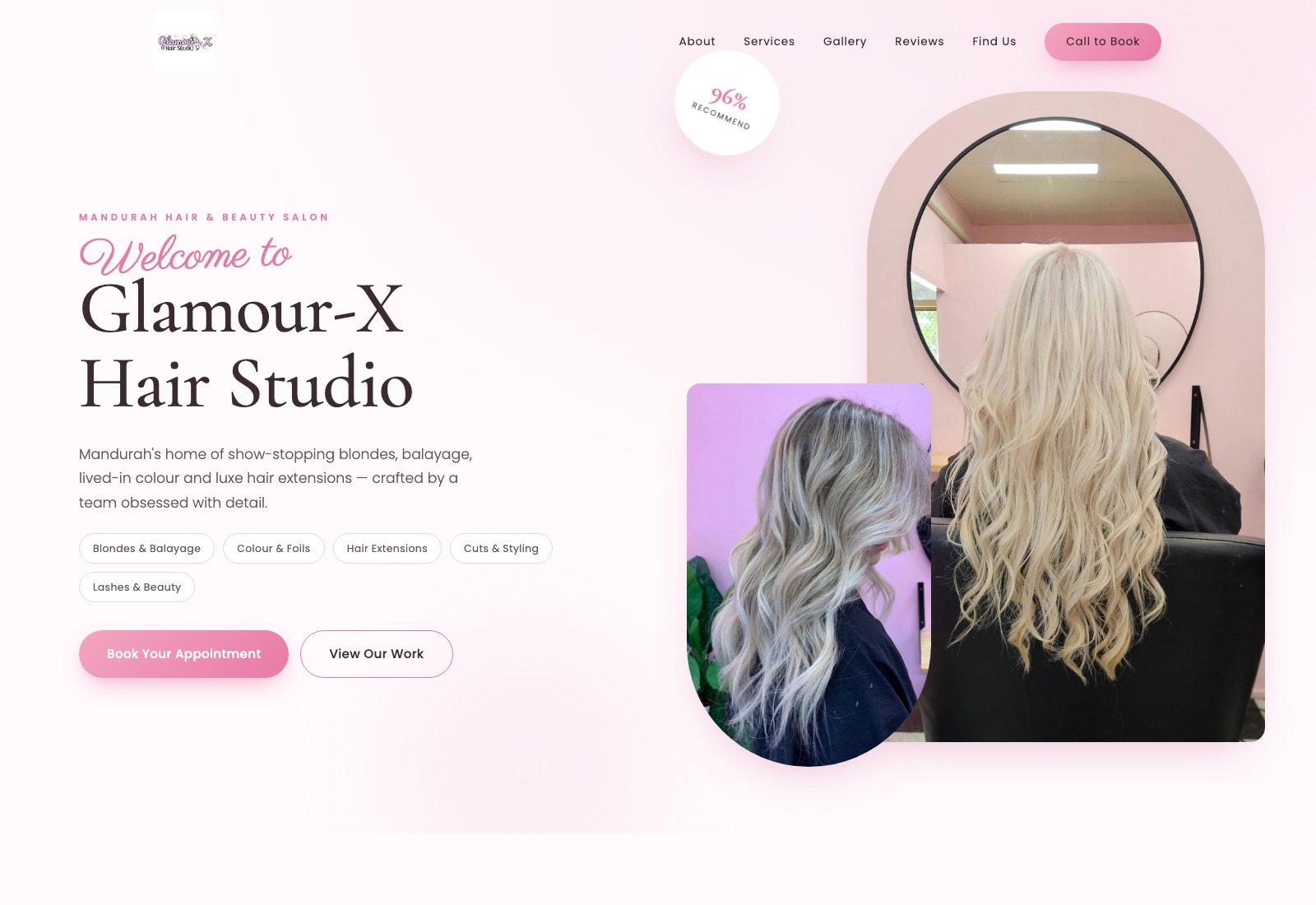 glamour-x-hair-studio website preview