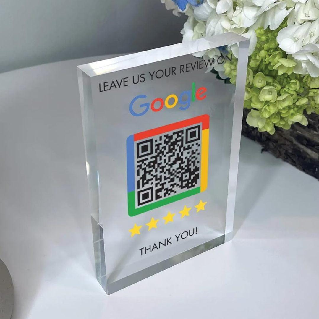 Acrylic Google review QR code stand for your counter